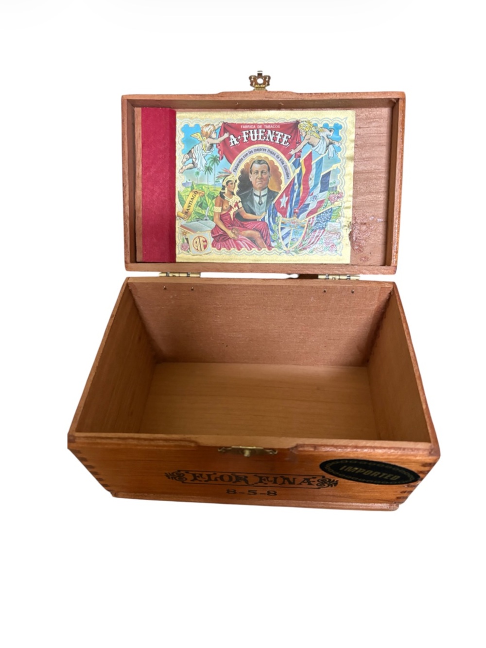 VINTAGE➕Flor Fina 8-5-8 Wood Cigar Box By Aurturo Fuente